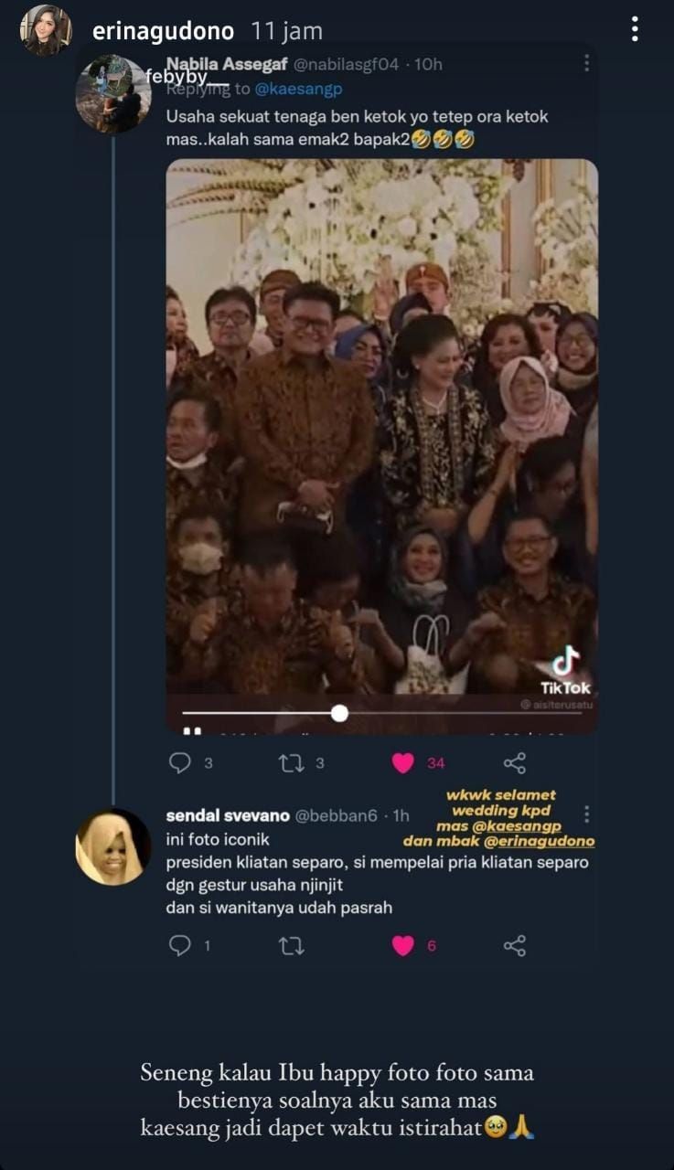 Iriana Jokowi reuni di pelaminan. (Dok. Twitter)