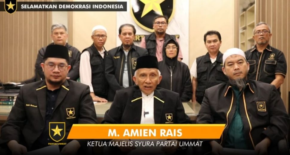 Ketua Majelis Syura Partai Ummat, Amien Rais (tengah). (tangkapan layar/dok Partai Ummat)