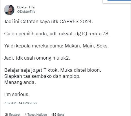 Cuitan Dokter Tifa (twitter.com/DokterTifa/)