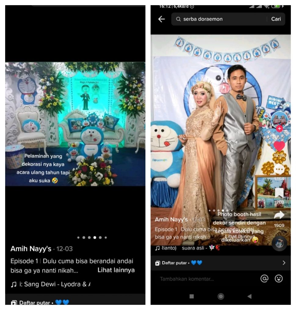 Pernikahan serba Doraemon (TikTok @nayyaranayyira)