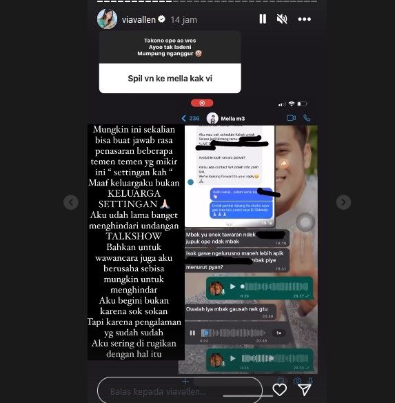 Via Vallen menjelaskan soal kasusnya dengan adik-adiknya yang belakangan ramai dibahas warganet. [Instagram]