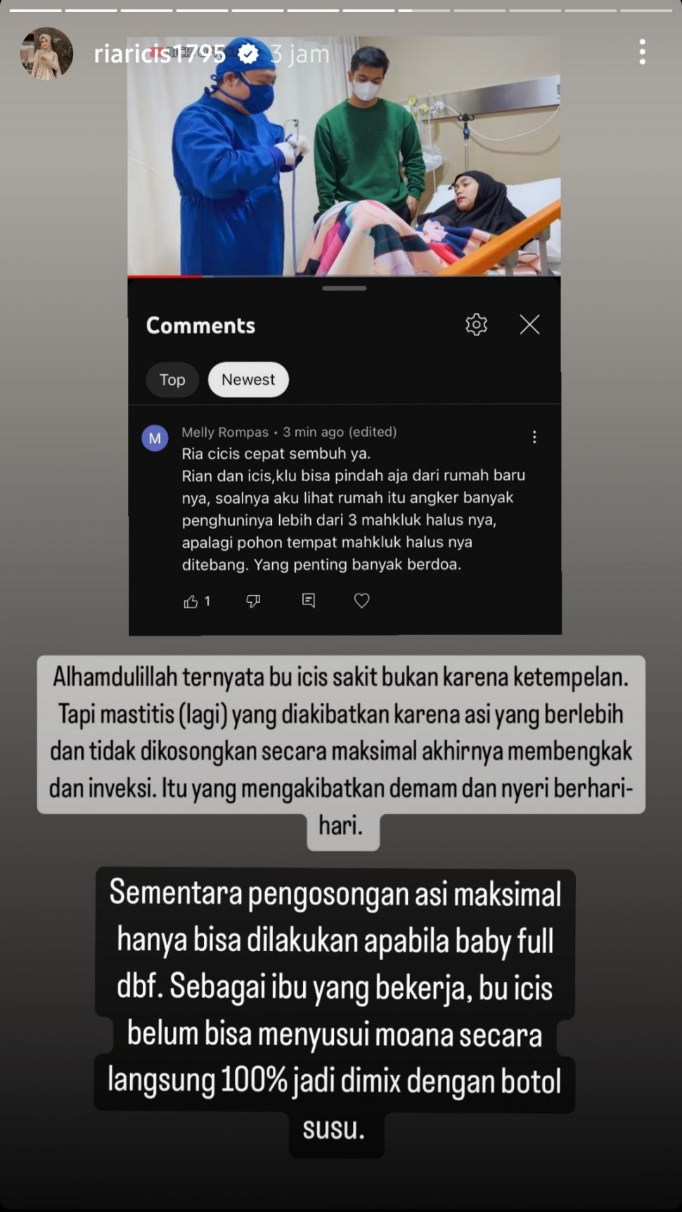 Ria Ricis sakit demam. (Dok. Instagram)