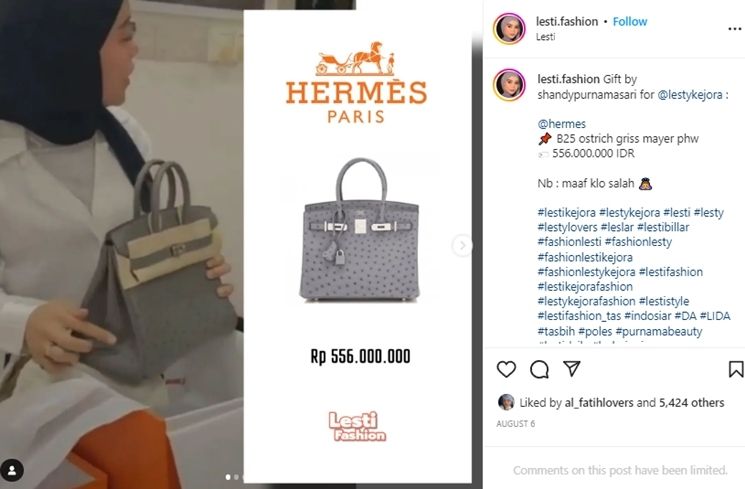 Tas Mewah Artis (Instagram/@lesti.fashion)