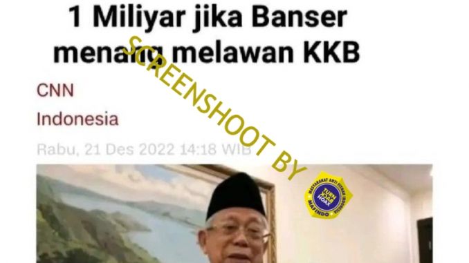 CEK FAKTA: Ma'ruf Amin Beri Hadiah Rp1 Milyar Jika Banser Menang Lawan KKB, Benarkah? (Turnbackhoax.id)