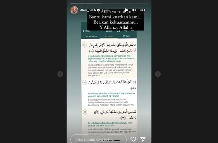 Postingan Aldila Jelita Doakan Indra Bekti (Instagram/@dhila_bekti)