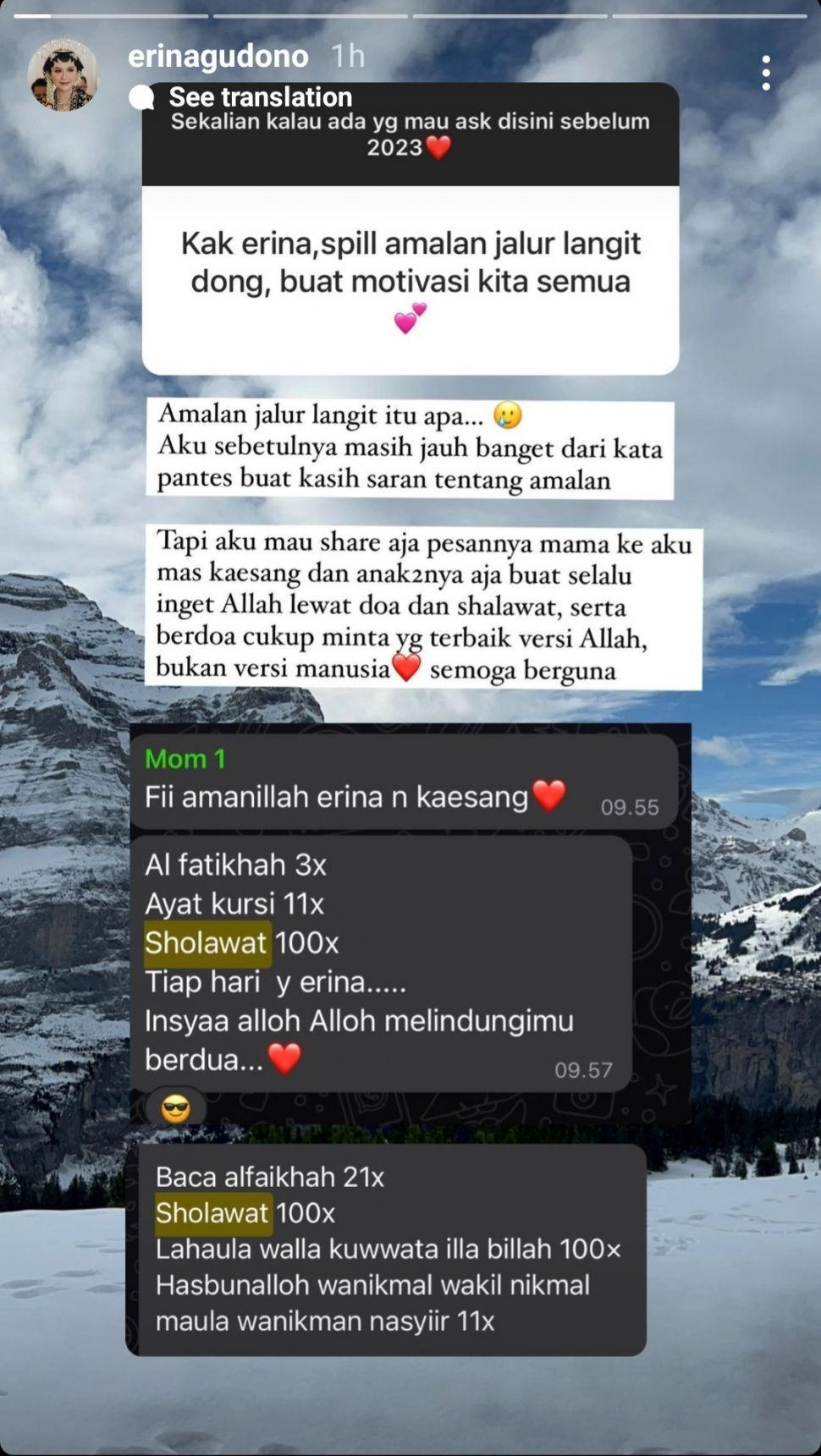 Erina Gudono Bagikan Amalan Jalur Langit Untuk Pernikahannya Dilindungi Allah (Instagram @erinagudono)