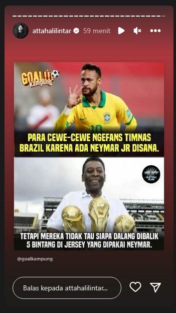 Unggahan Atta Halilintar soal Pele [Instagram/@attahalilintar]