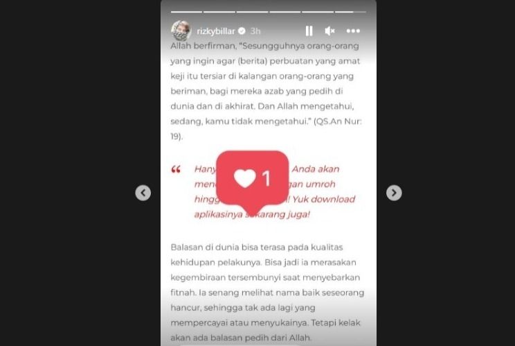 Unggahan Rizky Billar (Instagram Rizky Billar)