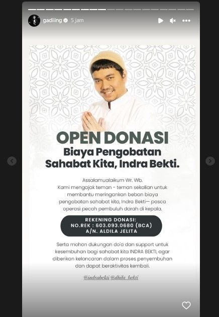 Poster donasi Indra Bekti (Instagram)