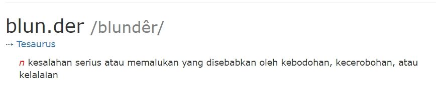 Arti Kata Blunder, definisi blunder. (Dok. KBBI)