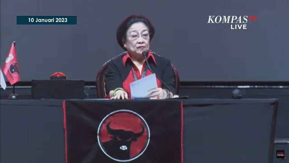 Megawati di acara HUT ke-50 PDI Perjuangan  (YouTube/KOMPASTV)