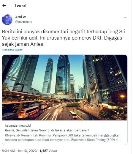 Tangkapan layar cuitan kader Demokrat soal kebijakan ERP (Twitter/awemany)