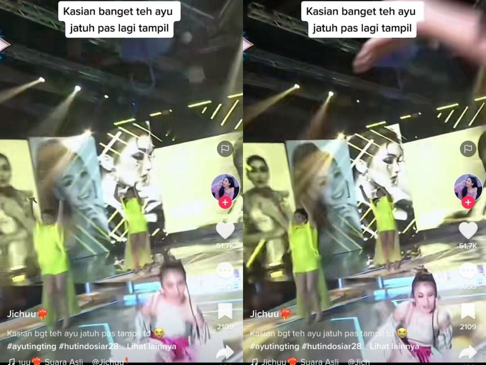 Ayu Ting Ting jatuh saat manggung (TikTok)