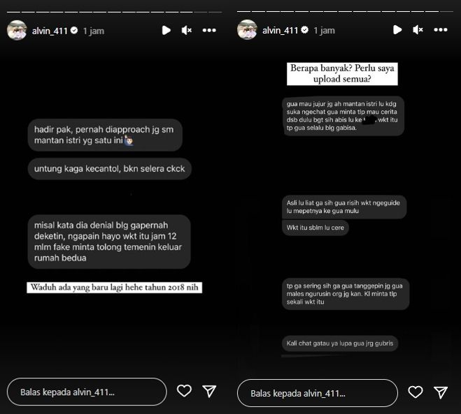 Alvin Faiz revealed evidence of Larissa Chou's affair.  According to Alvin, he has been lied to by Larissa since 2017. (Instagram)