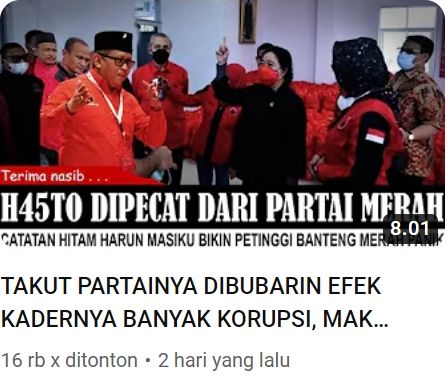 Tangkap layar unggahan dengan klaim Hasto dipecat dari PDIP (YouTube/CCTV POLITIK)