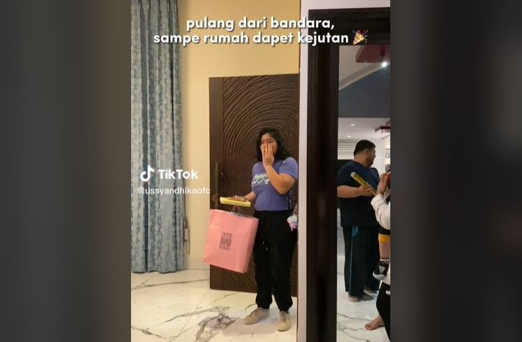 Kejutan ulang tahun Amel (TikTok/@ussyandhikaofc)