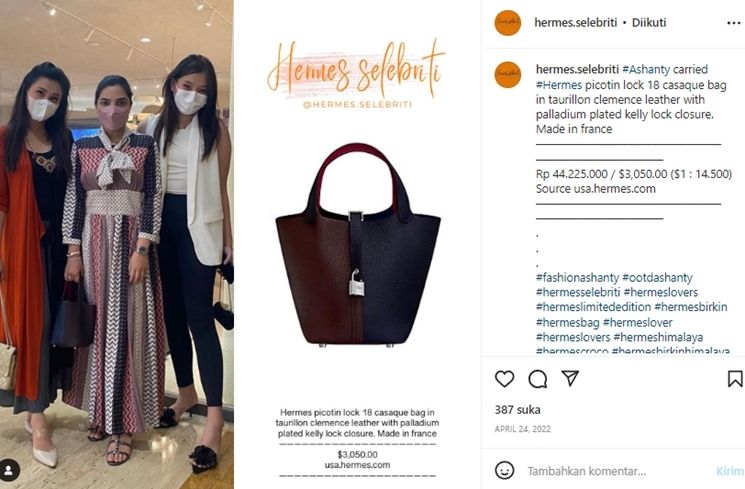 Harga Tas Mewah Ashanty (Instagram/@hermes.selebriti)