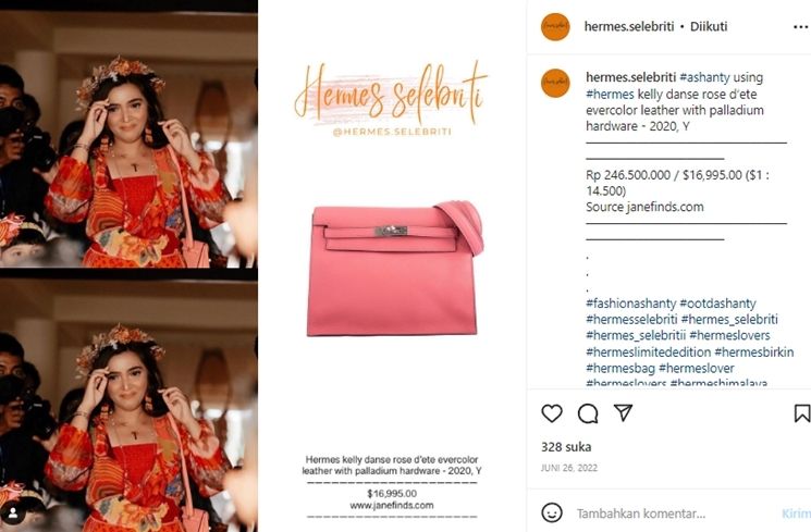 Harga Tas Mewah Ashanty (Instagram/@hermes.selebriti)