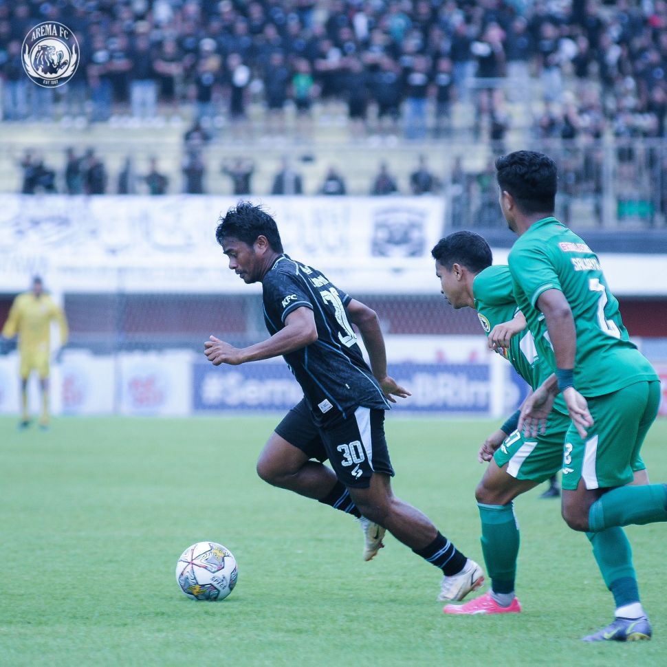 Pertandingan BRI Liga 1 antara PSS Sleman vs Arema FC di Stadion Maguwoharjo, Sleman, Kamis (26/1/2023). [Foto: Twitter@AremafcOfficial]