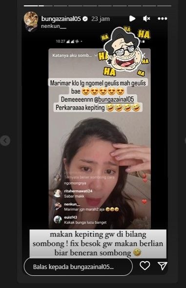 Bunga Zainal dinilai sombong (Instagram)