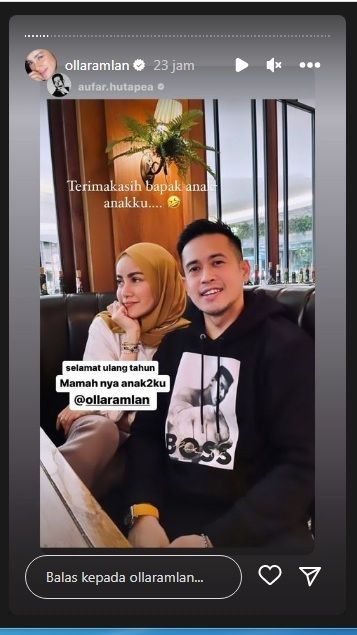 Olla Ramlan bersama Aufar Hutapea [Instagram/@ollaramlan]