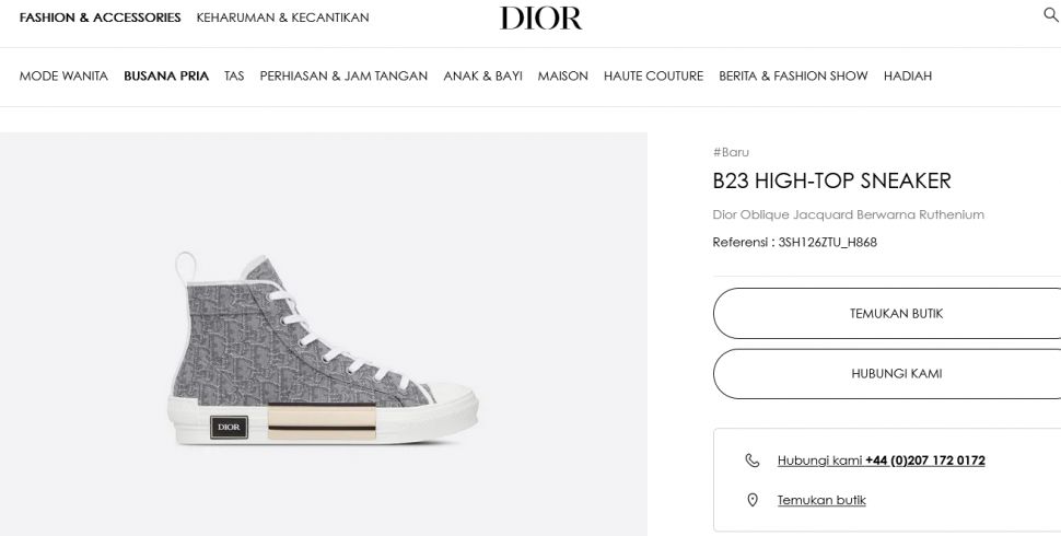 Verrel Bramasta Pakai Sepatu Impor Dior Tembus Rp 18,2 Juta. (Dok: DIor)