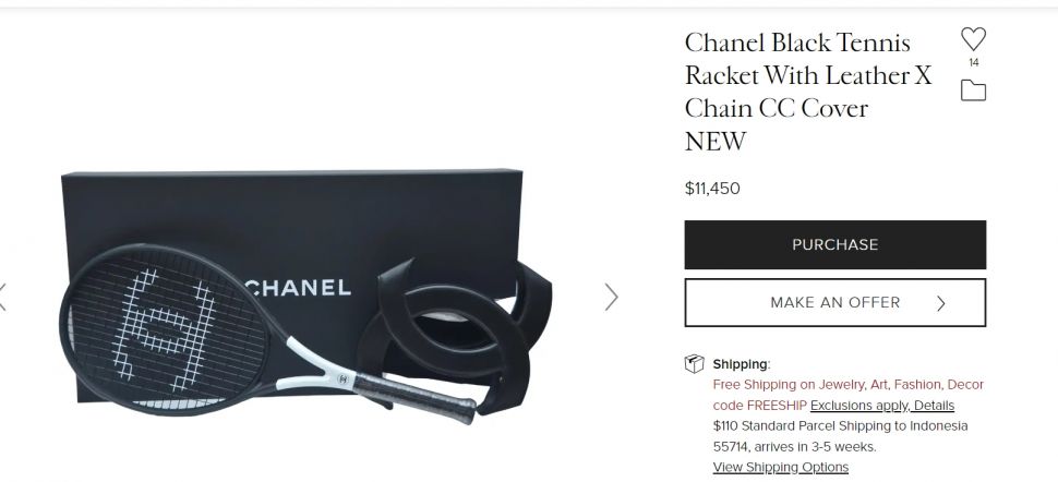 Chanel Black Tennis Racket With Leather X Chain CC Cover NEW