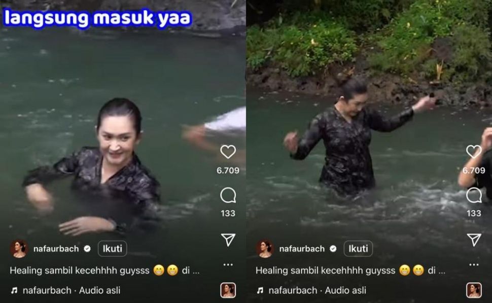 Nafa Urbach nyebur ke sungai (Instagram)