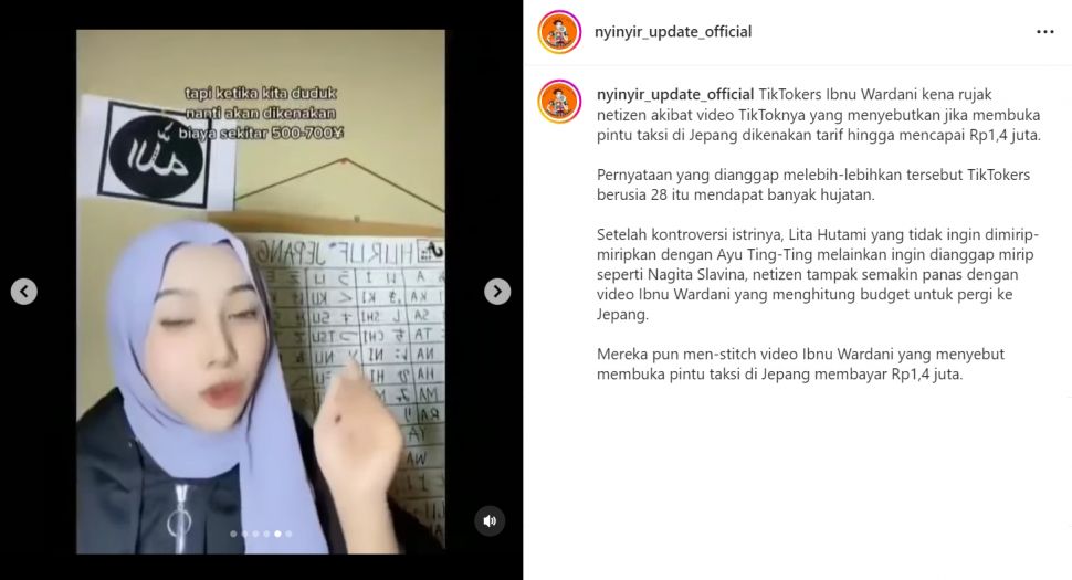 Orang Indonesia di Jepang yang komentar soal konten Ibnu Wardani (Instagram/@nyinyir_update_official)