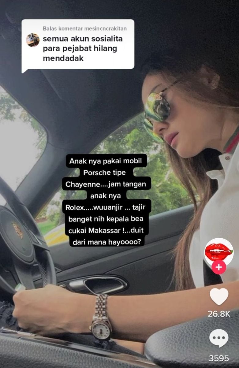 Atasya Yasmine, Putri Kepala Bea Cukai Makassar Andhi Pramono (TikTok/@patrobas.id)