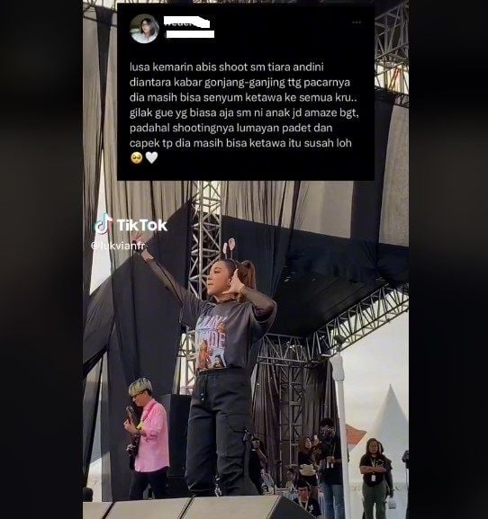 Seorang warganet mengungkap kondisi Tiara Andini setelah ramai kasus sang kekasih, Alshad Ahmad yang diketahui pernah menikah dan becerai dari Nissa Asyifa. [TikTok]