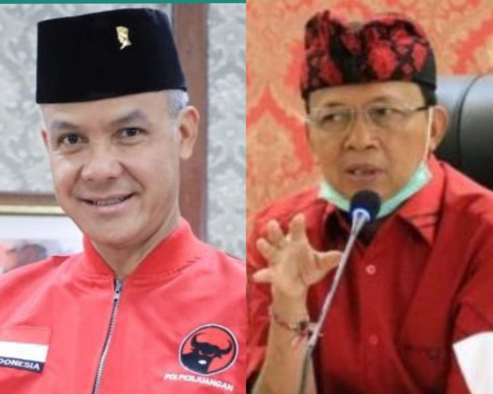 Kolase Foto Gubernur Jateng Ganjar Pranowo dengan Gubernur Bali Wayan Koster. [Suara.com]
