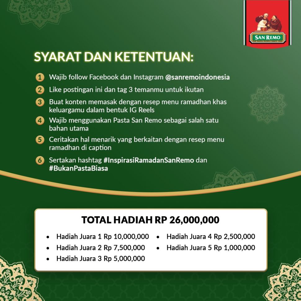 Kompetisi Inspirasi Resep Ramadan San Remo. (Dok: San Remo)