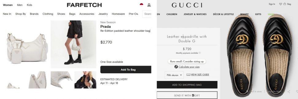 Tas dan sepatu impor yang digunakan Annisa Pohan. (dok. Farfetch dan Gucci)