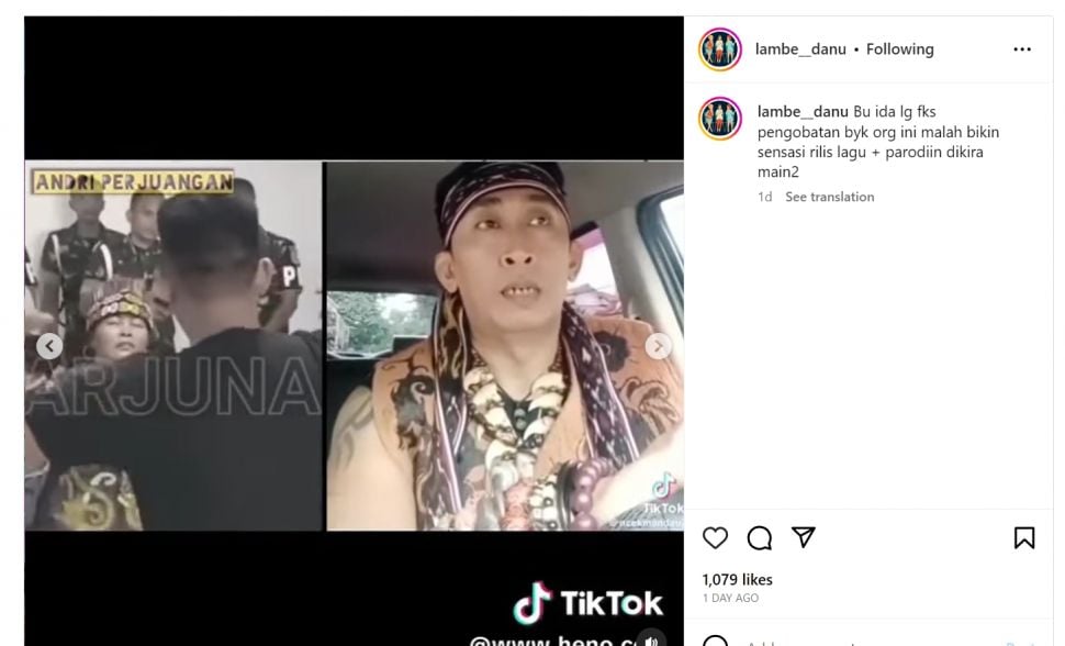 Parodi Ida Dayak (Instagram @lambe__danu)