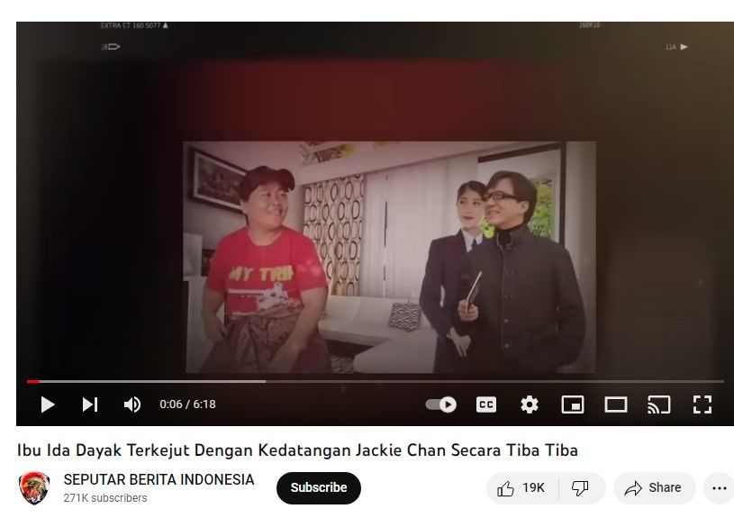 Hoaks Jackie Chan temui Ida Dayak untuk berobat.