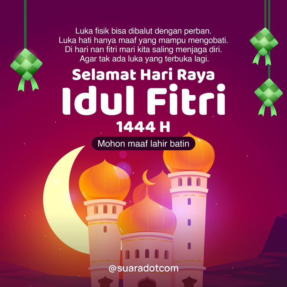 kartu lebaran 10, gambar ucapan Idul Fitri 2023, 1 Syawal 1444 H dari Suara.com (SUARA.com)