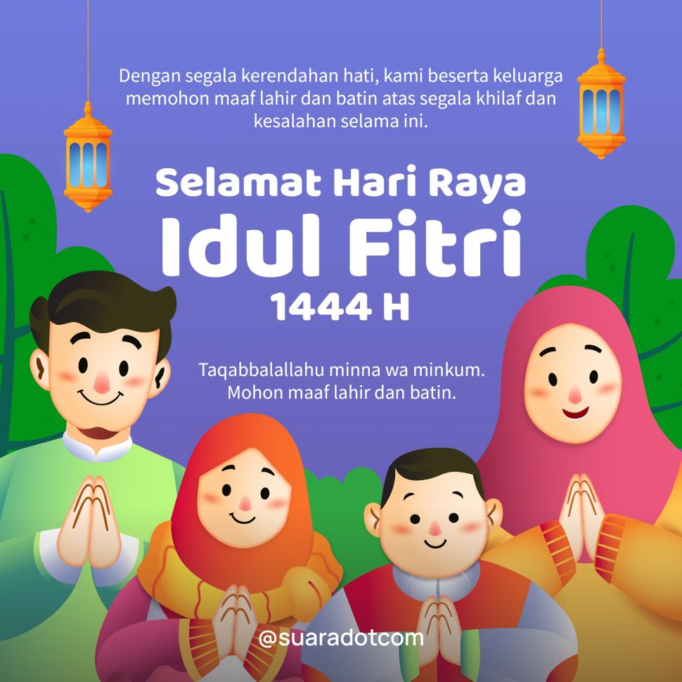 kartu lebaran 6, gambar ucapan Idul Fitri 2023, 1 Syawal 1444 H dari Suara.com (SUARA.com)