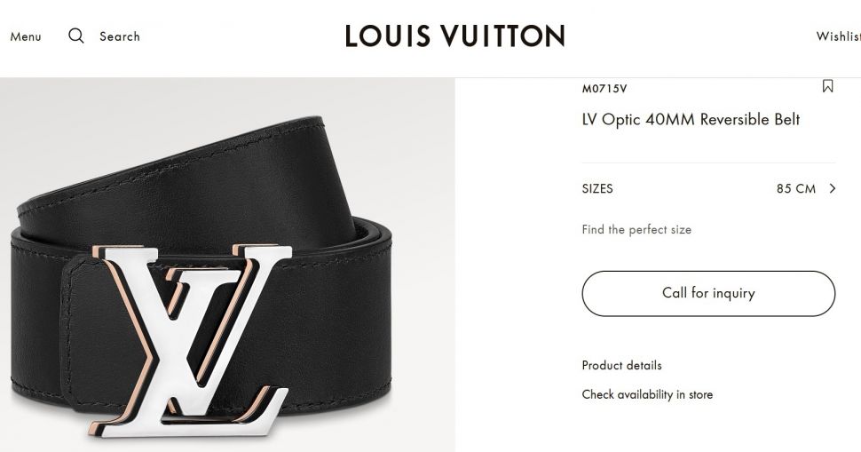 Ikat pinggang Gesper Louis Vuitton Rp 11,3 Juta. (Dok: Istimewa)