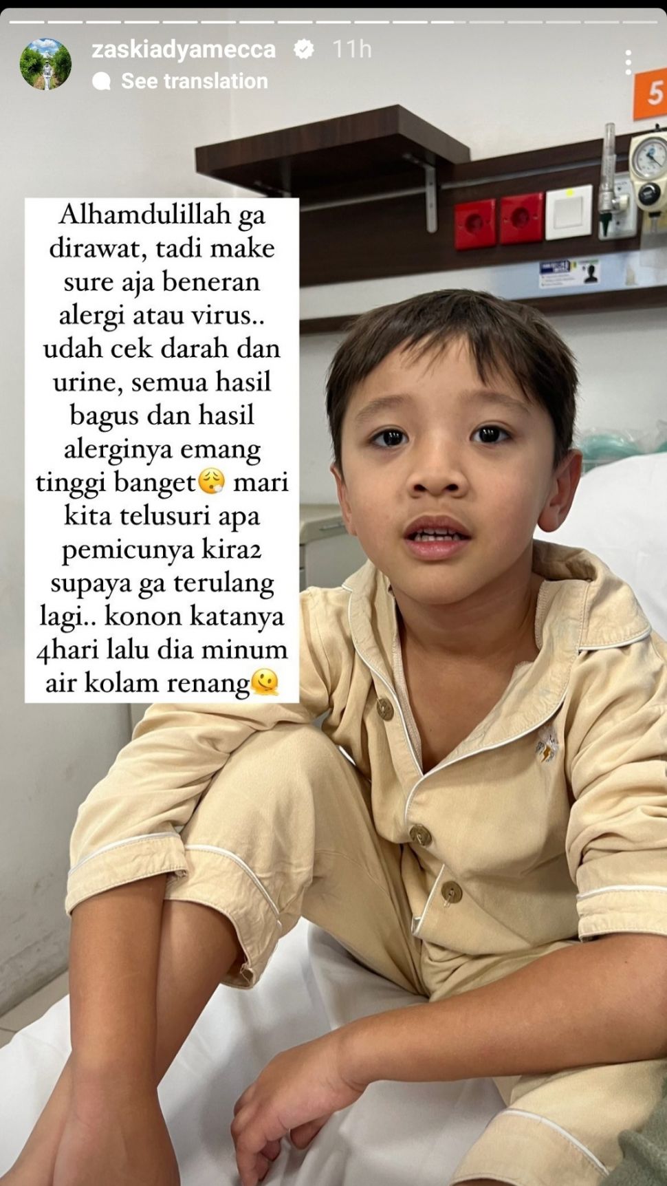 Bhre Kata anak Zaskia Adya Mecca biduran. (Dok. Instagram)