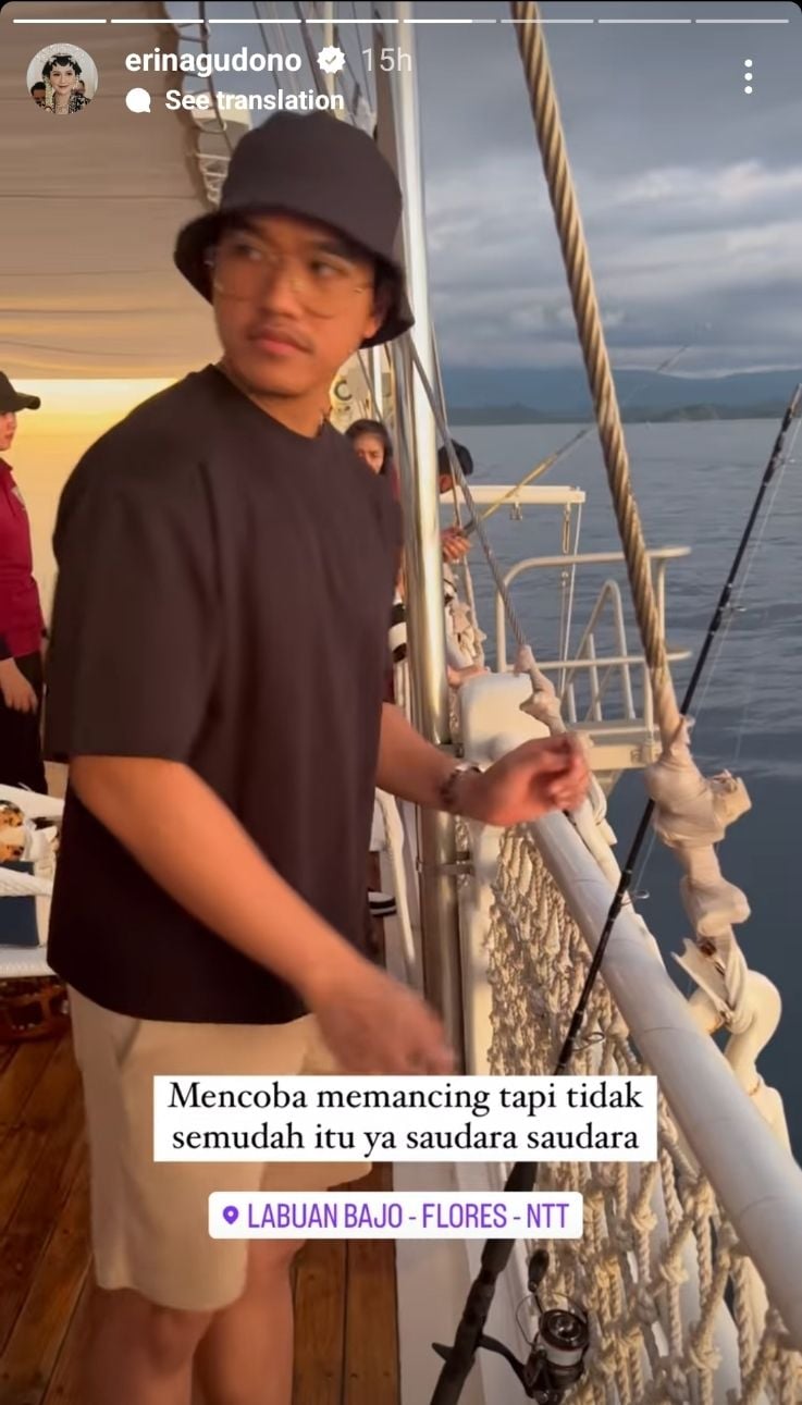 Kaesang Pangarep Memancing di Labuan Bajo (Instagram/@erinagudono)