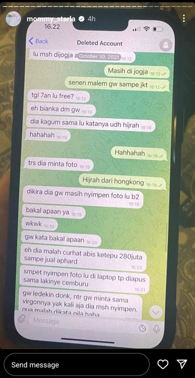 Bukti chat sosok diduga mucikari dengan Virgoun (Instagram Inara Rusli)