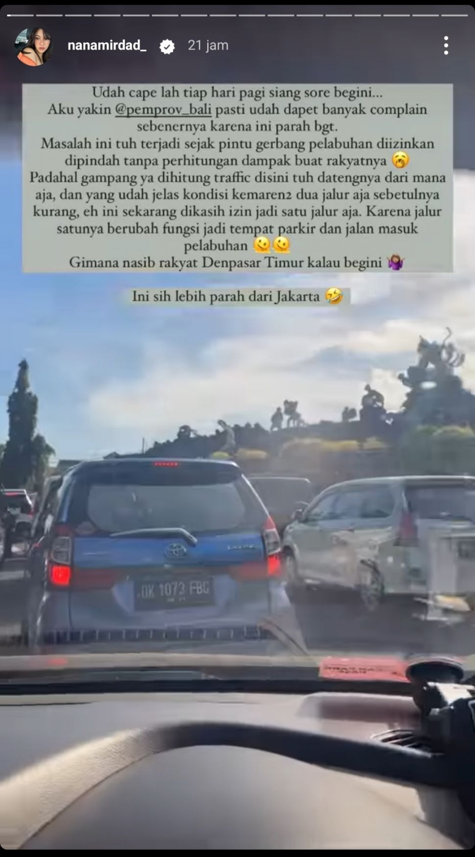 Nana Mirdad protes ke pemprov bali (Instagram)