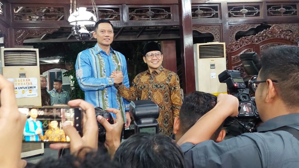 Ketua Umum DPP PKB, Cak Imin datang ke Puri Cikeas untuk menemui Ketua Majelis Tinggi Partai Demokrat, SBY pada Rabu (3/5/2023). [Suara.com/ Bagaskara Isdiyansyah]