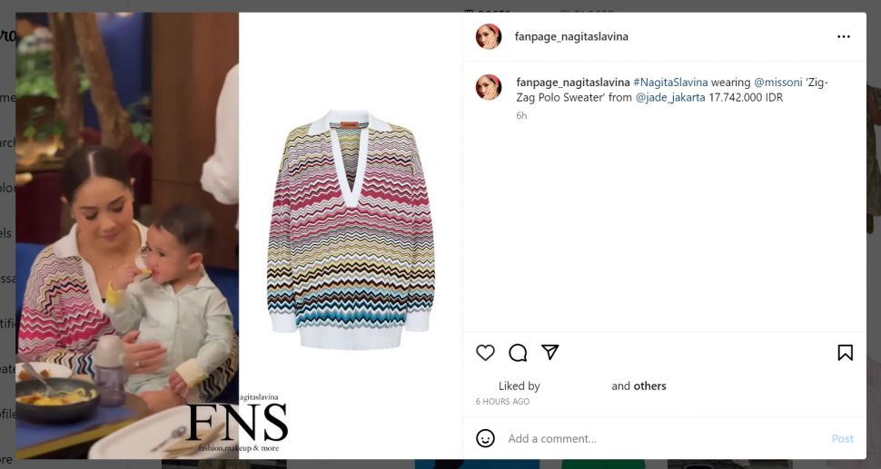 Sweater zig zag Nagita Slavina yang mahal (Instagram @fanpage_nagitaslavina)