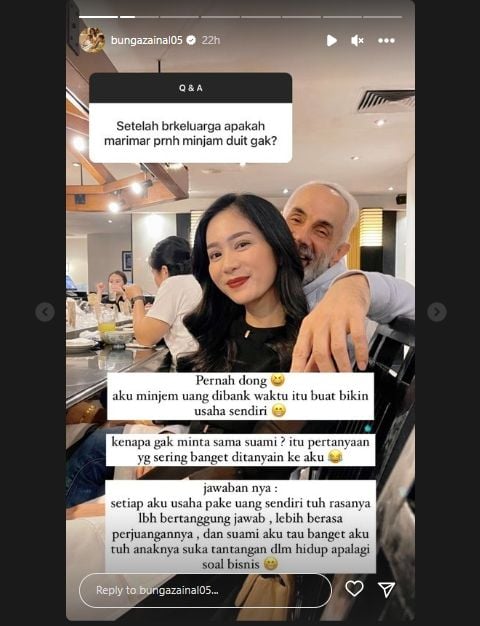 Bunga Zainal pernah punya utang bank (Instagram)