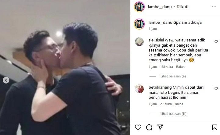 Heboh Verrell Bramasta dan Athala Naufal diduga ciuman bibir. [Instagram]