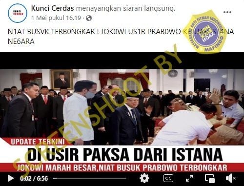 CEK FAKTA: Jokowi Usir Paksa Prabowo dari Istana Usai Niat Busuknya Terbongkar, Benarkah? (Turnbackhoax.id)