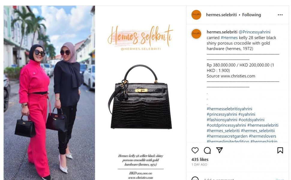 Syahrini tenteng tas Hermes (Instagram @hermes.selebriti)