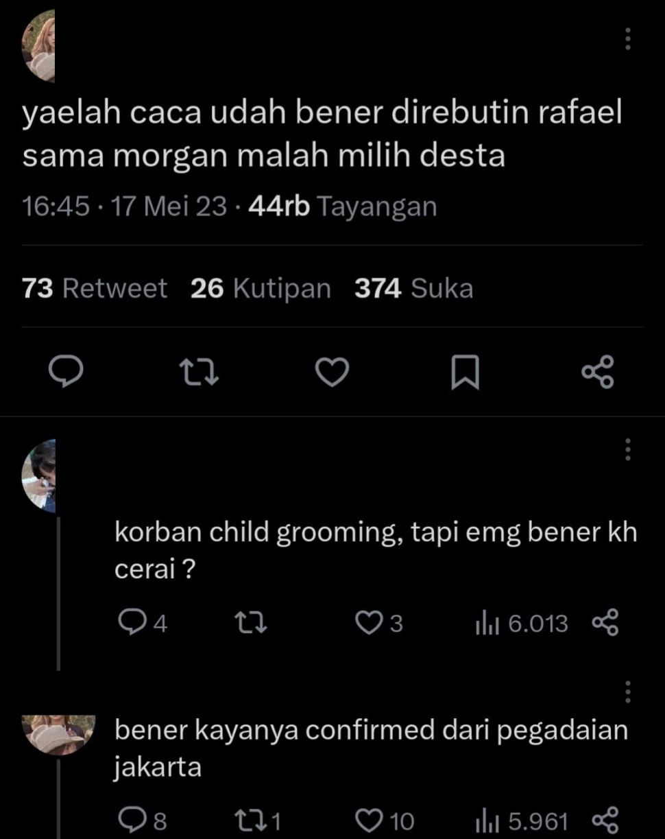 Netizen sebut Natasha Rizki korban child grooming usai digugat cerai Desta. (Dok. Twitter)